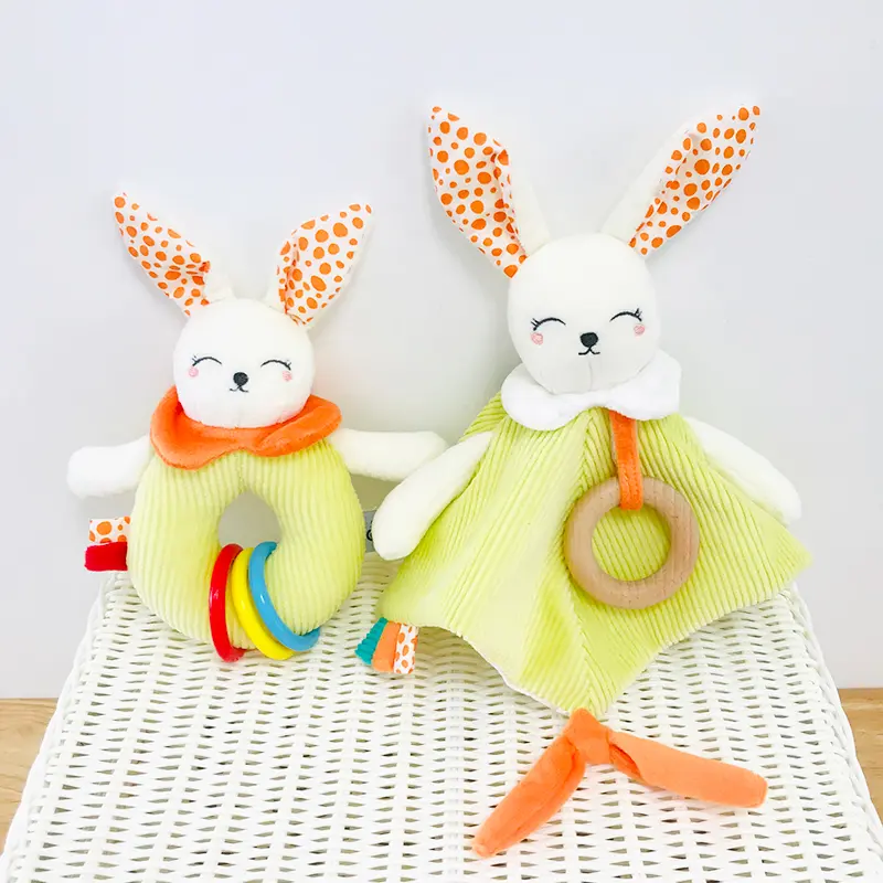 Cute Bunny Soft Appease Towel Baby Toys Soothe Reassure Sleeping Animal Blankie Towel Educational Rattles Clam Toy