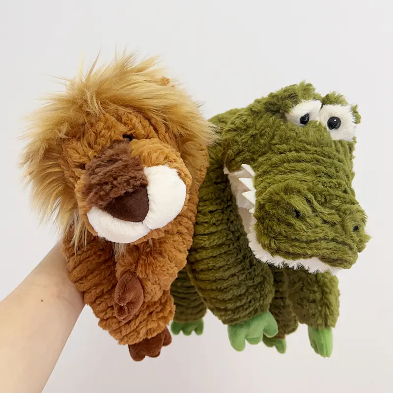 45cm Lazy Animal Plush Toy Fluffy Lying Pillow Stuffed Lion Fox Cat Bear Crocodile Dog Monkey Sleeping Doll Room Decor