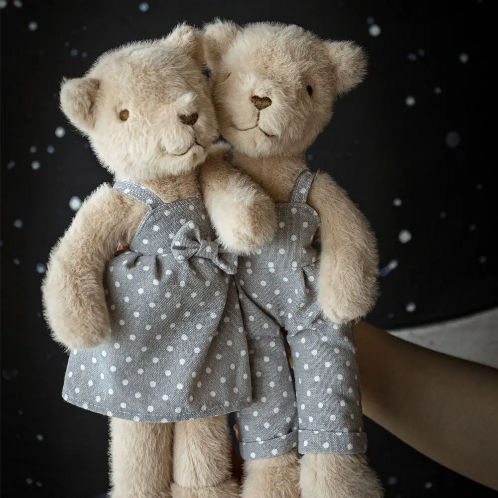 34cm Cute Fluffy Bear with Dress Baby Toy Soft Teddy Bear Stuffed Animal - Plush Toys-Great for Nursery Decor Children Gifts