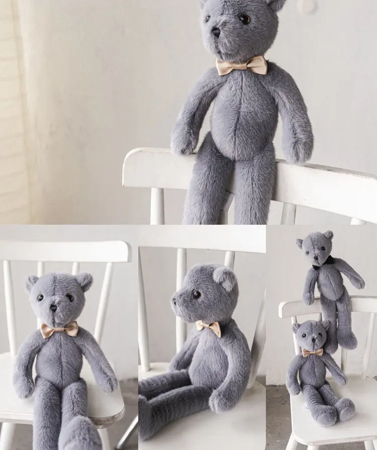 33cm Soft Fluffy Bear Doll with Bow tie Birthday Gifts For Kids Baby Bears Appease Toy Cute Plush Stuffed Animal Sleeping Toys
