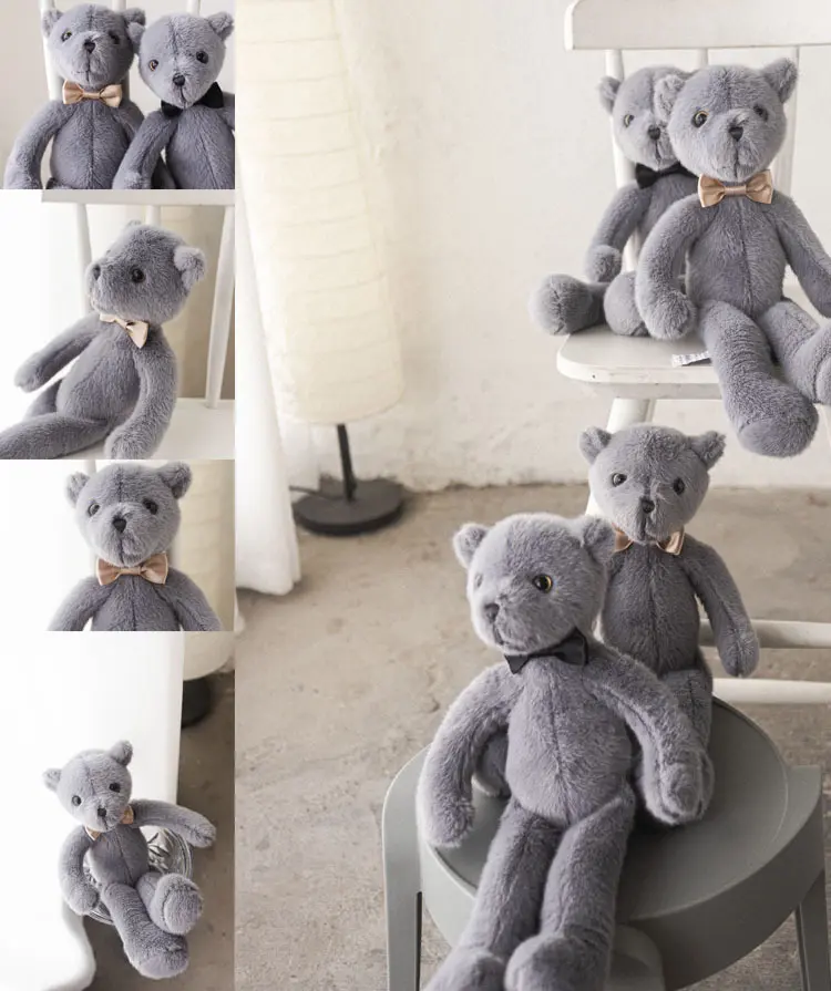 33cm Soft Fluffy Bear Doll with Bow tie Birthday Gifts For Kids Baby Bears Appease Toy Cute Plush Stuffed Animal Sleeping Toys