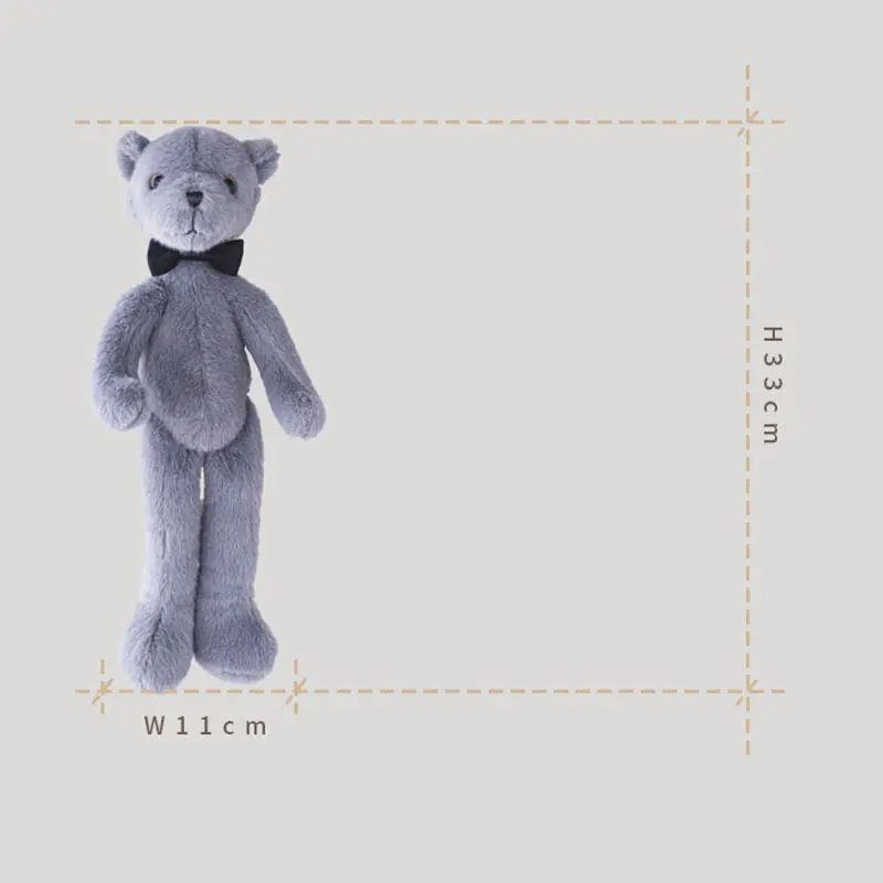 33cm Soft Fluffy Bear Doll with Bow tie Birthday Gifts For Kids Baby Bears Appease Toy Cute Plush Stuffed Animal Sleeping Toys
