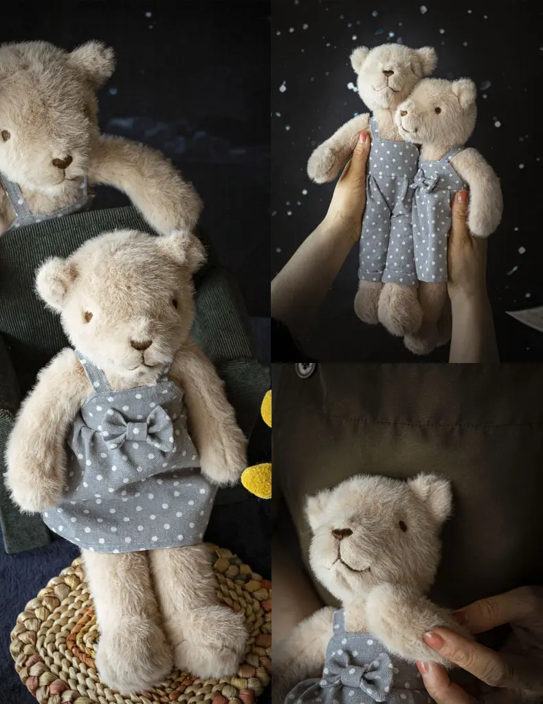 34cm Cute Fluffy Bear with Dress Baby Toy Soft Teddy Bear Stuffed Animal - Plush Toys-Great for Nursery Decor Children Gifts