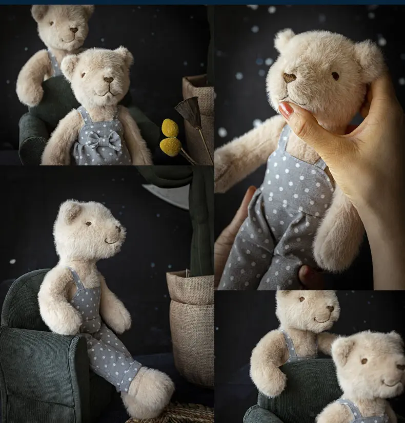34cm Cute Fluffy Bear with Dress Baby Toy Soft Teddy Bear Stuffed Animal - Plush Toys-Great for Nursery Decor Children Gifts