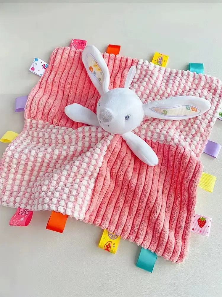 Cute Bunny Bear Deer Stuffed Animals Security Blanket Infant Nursery Newborn Baby Taggies Blankie Luxury Snuggle Sleeping Toy