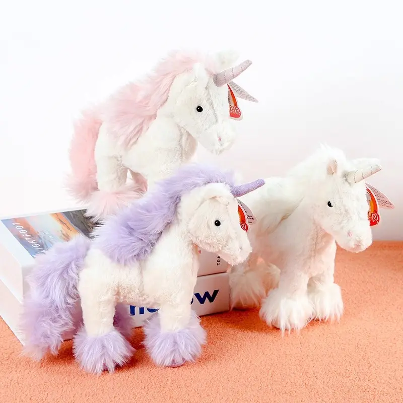 22cm Unicorn Plush Toys Soft Stuffed Animal Cute Fluffy Hair Fly Horse Pillow Doll for Girl