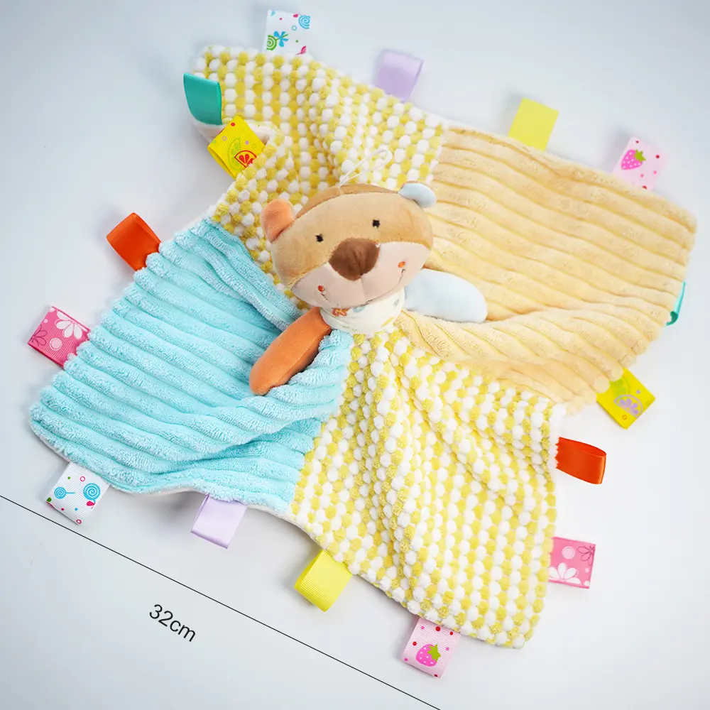 Cute Bunny Bear Deer Stuffed Animals Security Blanket Infant Nursery Newborn Baby Taggies Blankie Luxury Snuggle Sleeping Toy