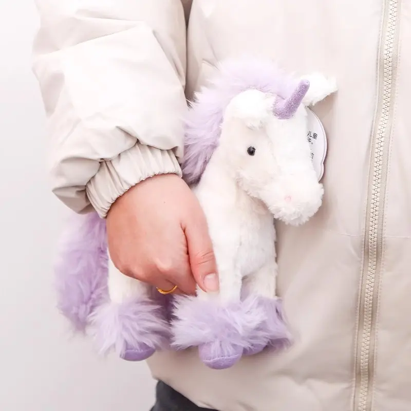 22cm Unicorn Plush Toys Soft Stuffed Animal Cute Fluffy Hair Fly Horse Pillow Doll for Girl