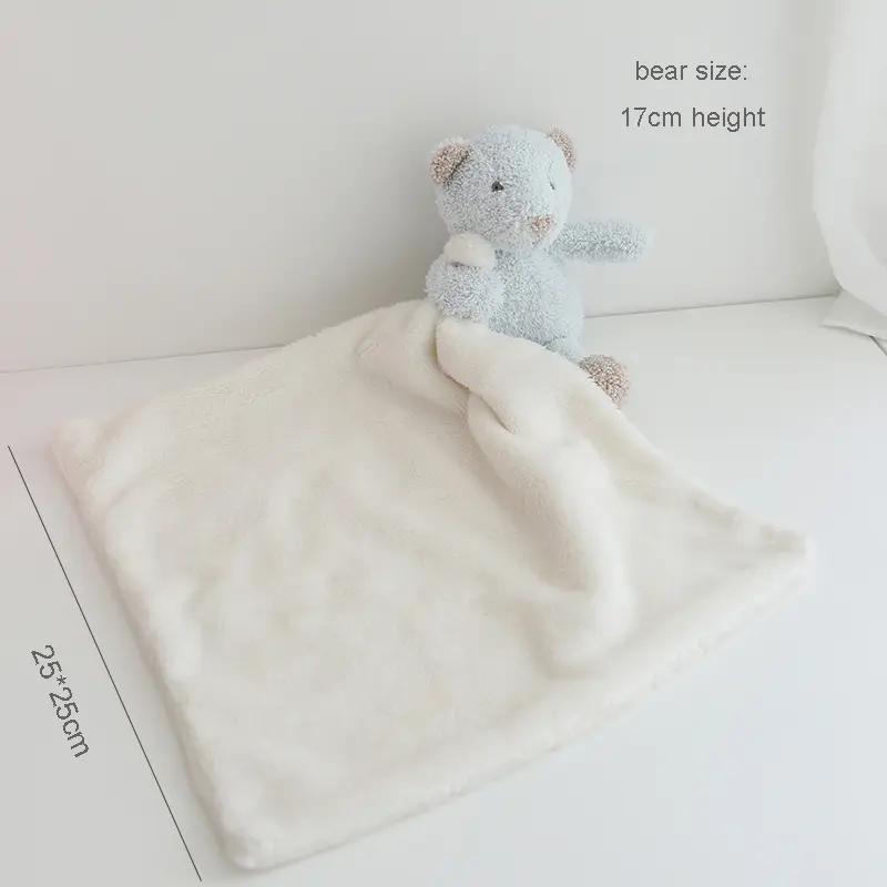 Blue Bear Soother Baby Stuffed Animal Security Blanket Newborn Gifts Soft Plush Toys Infant Nursery Character Blankie