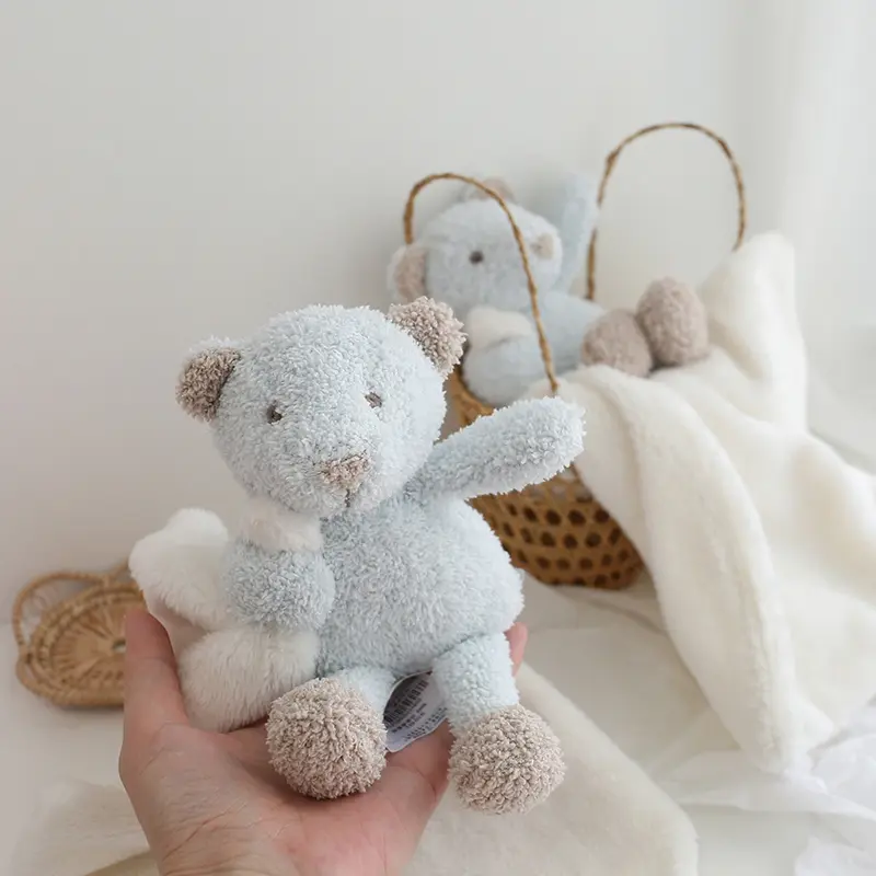 Blue Bear Soother Baby Stuffed Animal Security Blanket Newborn Gifts Soft Plush Toys Infant Nursery Character Blankie
