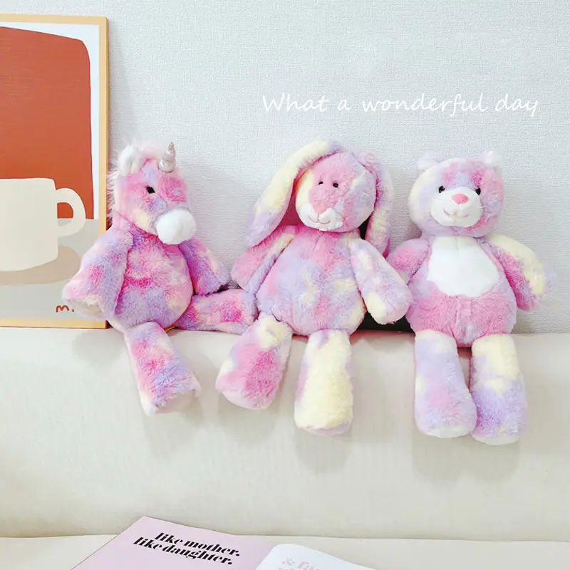 35cm Rainbow Color Rabbit Soft Plush Toy Bunny Unicorn Cat Stuffed Animals for Children Friends Gifts Cuddle Toys