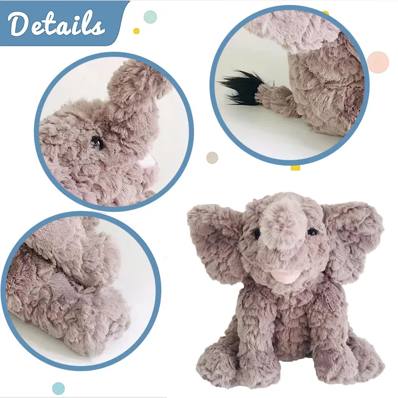 Soft Plush Toys Elephants for Kids Cute Cartoon Fluffy Elephant Stuffed Toys Festival Birthday Gifts for Girls Boys (Grey)