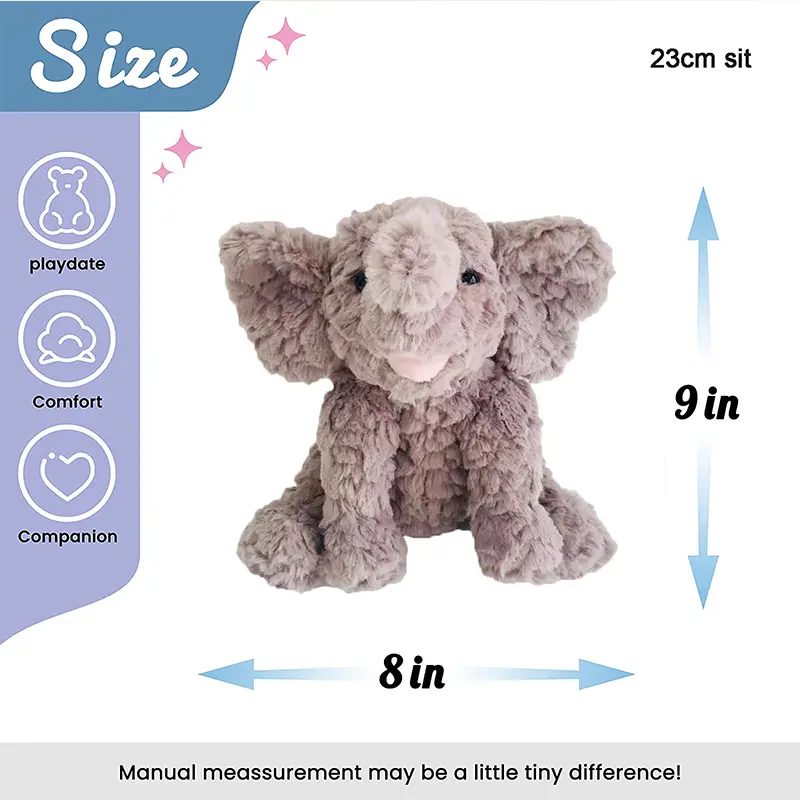 Soft Plush Toys Elephants for Kids Cute Cartoon Fluffy Elephant Stuffed Toys Festival Birthday Gifts for Girls Boys (Grey)
