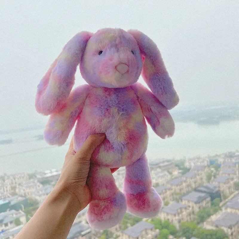 30cm Rainbow Pink Bunny Stuffed Animal Long Ear Rabbit Plush Toys Soft Doll Children Cuddly Pillow Girl Baby Gifts