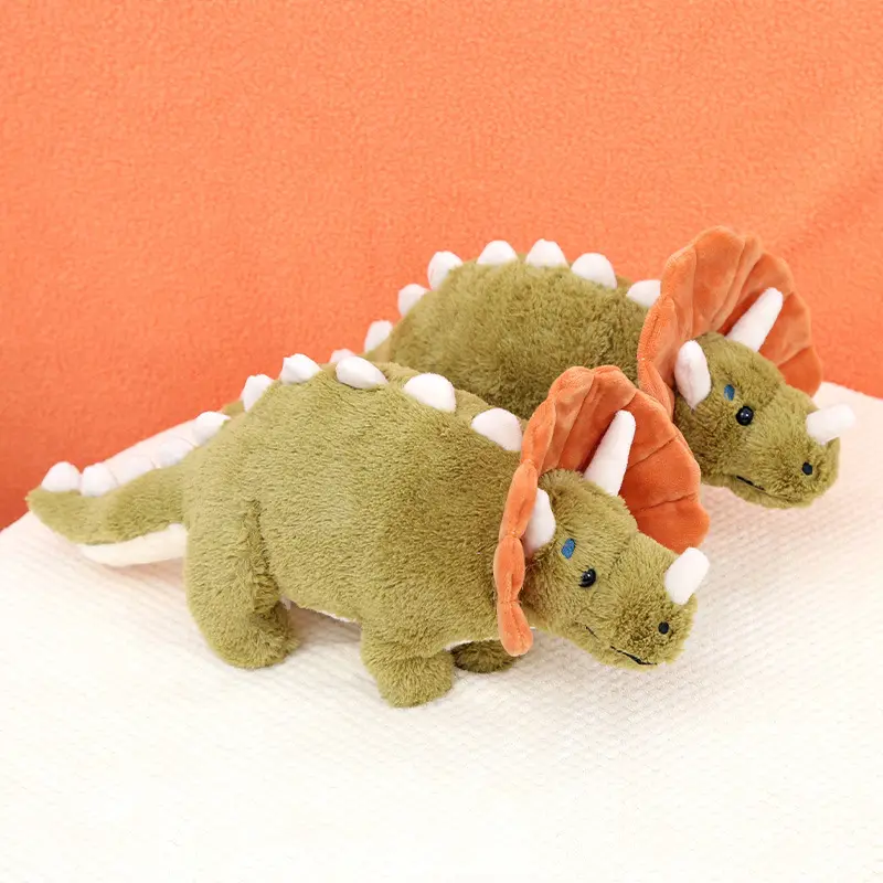 40cm Green Triceratops Cartoon Fluffy Dragon Plush Dinosaurs Plush Pillow Soft Stuffed Animal Doll Kid Gift