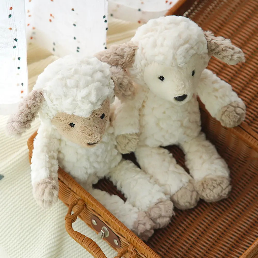 35cm Cute Cartoon Sheep Doll Stuffed Animals Fluffy White Lamb Plush Toy Soft Kawaii Hug Plushies Gift