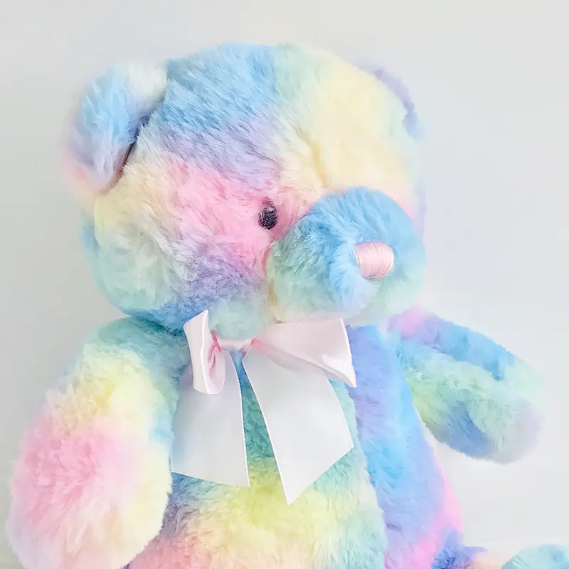 36 cm Rainbow Teddy Bear Plush Toy Sleeping Mate For Girl Baby Kids Tie-Dye Multi-Color Bear Stuffed Animal Toys