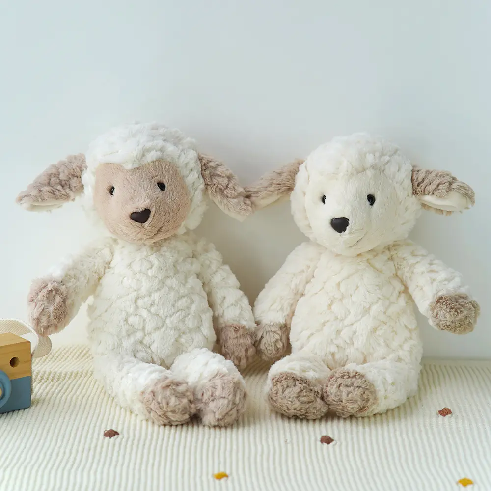 35cm Cute Cartoon Sheep Doll Stuffed Animals Fluffy White Lamb Plush Toy Soft Kawaii Hug Plushies Gift