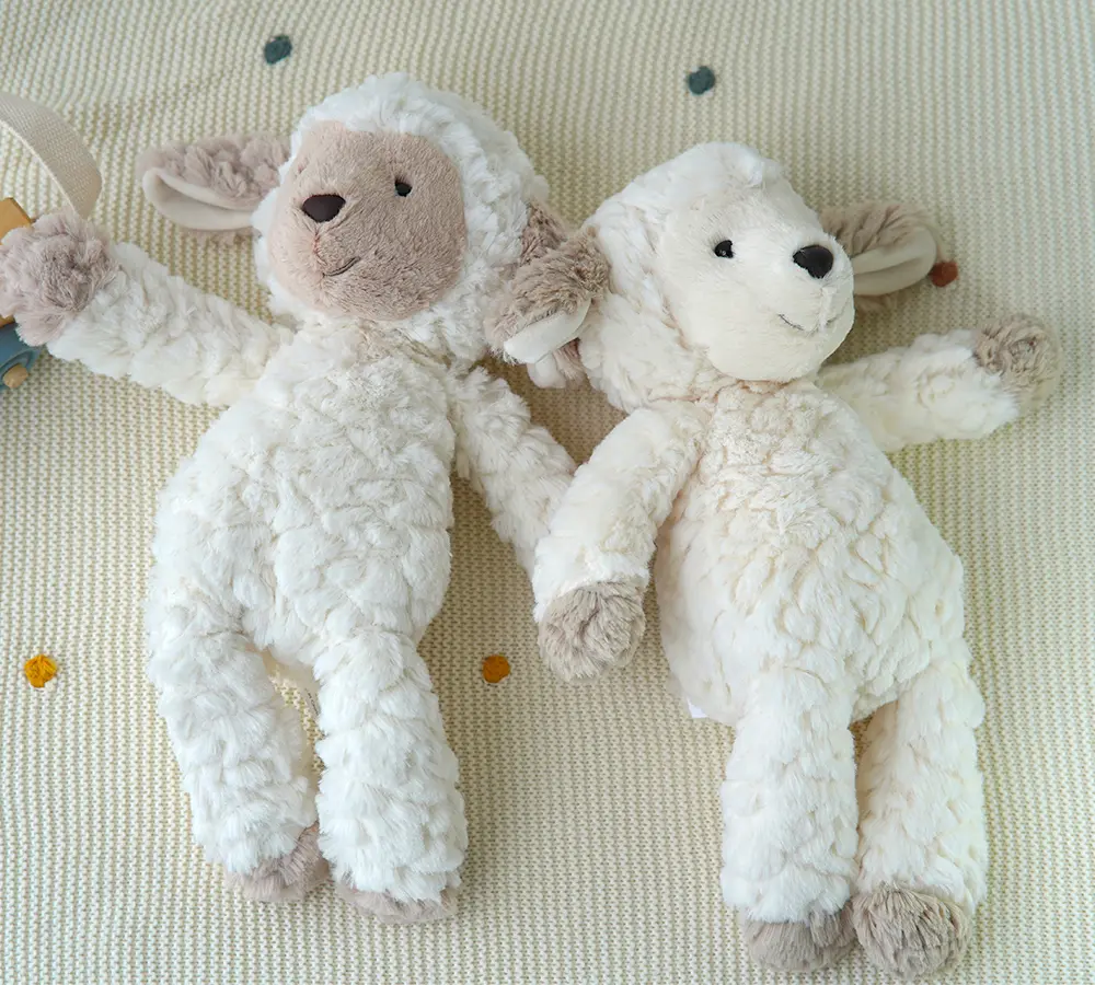 35cm Cute Cartoon Sheep Doll Stuffed Animals Fluffy White Lamb Plush Toy Soft Kawaii Hug Plushies Gift