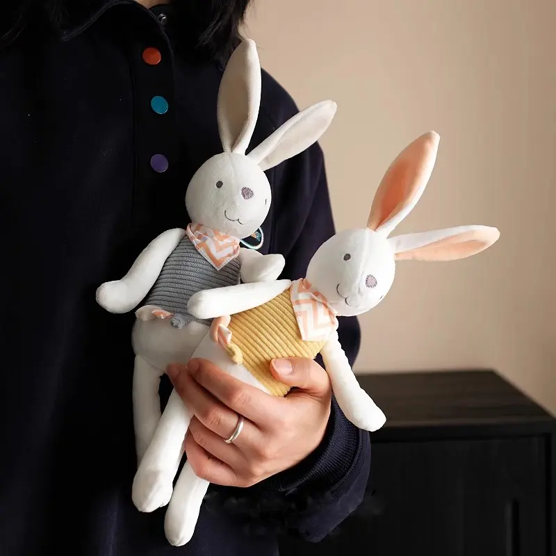 26cm Stuffed Bunny Toys Newborn Smoothing Toy Baby Cuddling Sleeping Doll Handmade Soft Rabbit Plushie