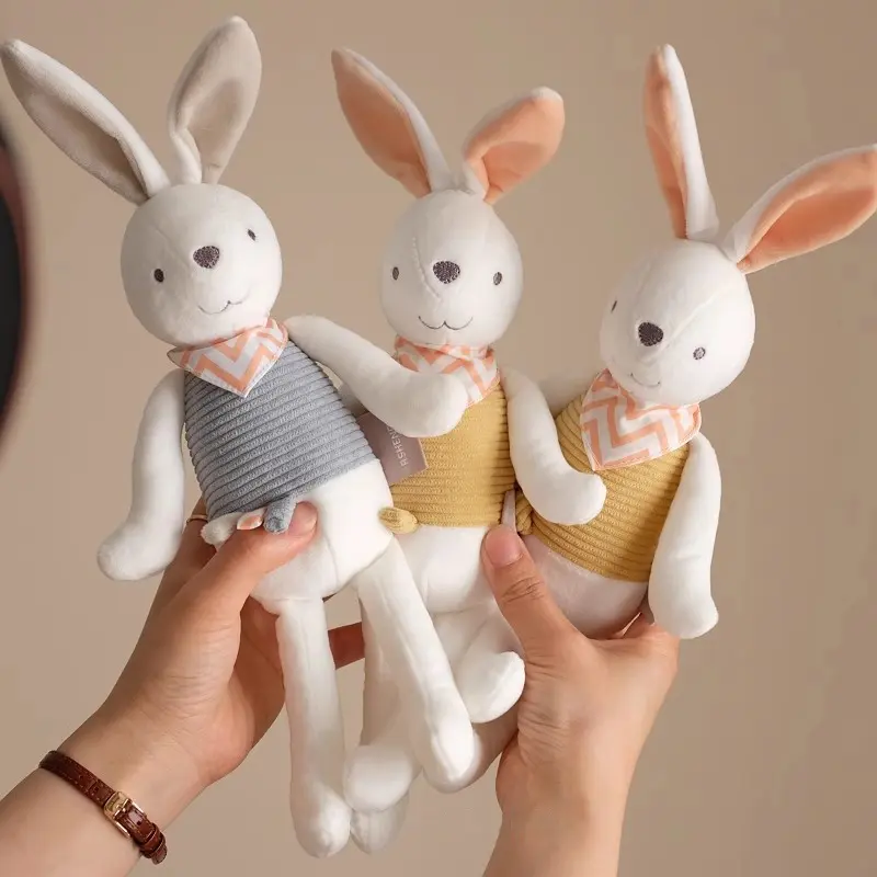 26cm Stuffed Bunny Toys Newborn Smoothing Toy Baby Cuddling Sleeping Doll Handmade Soft Rabbit Plushie