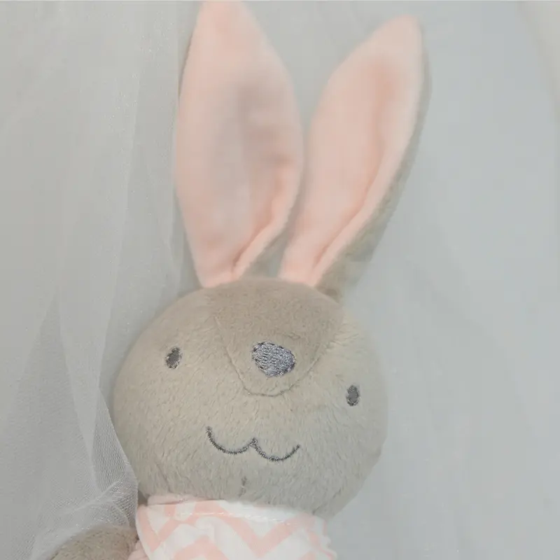 26cm Lovely Long Ear Rabbit Handmade Bunny Doll with Ring Paper Sleeping Toys Soft Stuffed Plush Dolls Girl Baby Gift