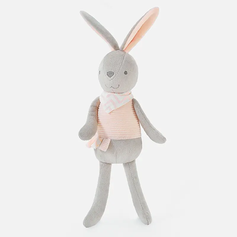 26cm Lovely Long Ear Rabbit Handmade Bunny Doll with Ring Paper Sleeping Toys Soft Stuffed Plush Dolls Girl Baby Gift