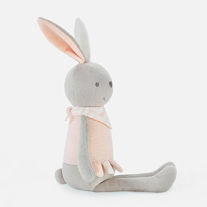 26cm Lovely Long Ear Rabbit Handmade Bunny Doll with Ring Paper Sleeping Toys Soft Stuffed Plush Dolls Girl Baby Gift