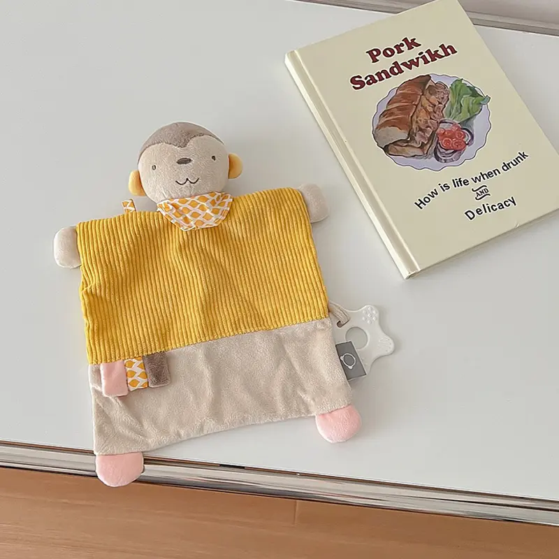 Cute Monkey Plush Toys - Newborn Baby Gifts - Security Blanket Towel - Soft Stuffed Animal Rattle Baby Appease Toy