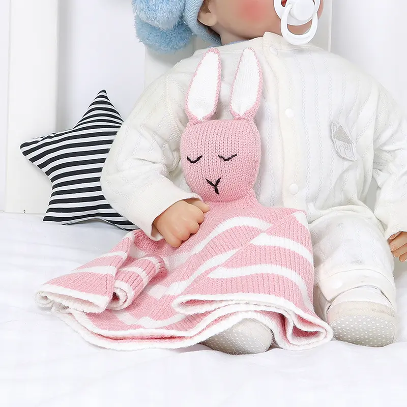 Newborn Soothe Appease Towel Blanket Cute Cartoon Rabbit Bear Infant Boys Girls Security Blankets Soft Toddler Baby Sleeping Toy