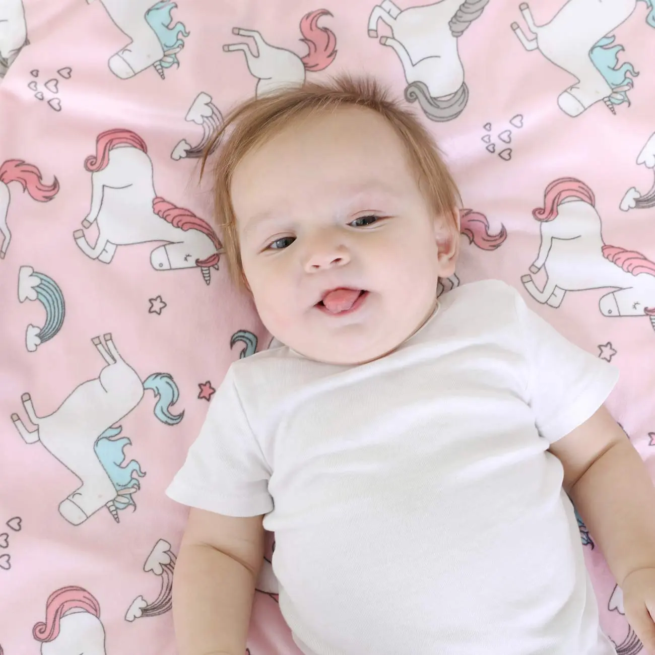 Minky Baby Blanket 75*120CM, Super Soft Cute Plush Baby Blanket with Dotted Backing, for Boy, Girl,Newborns