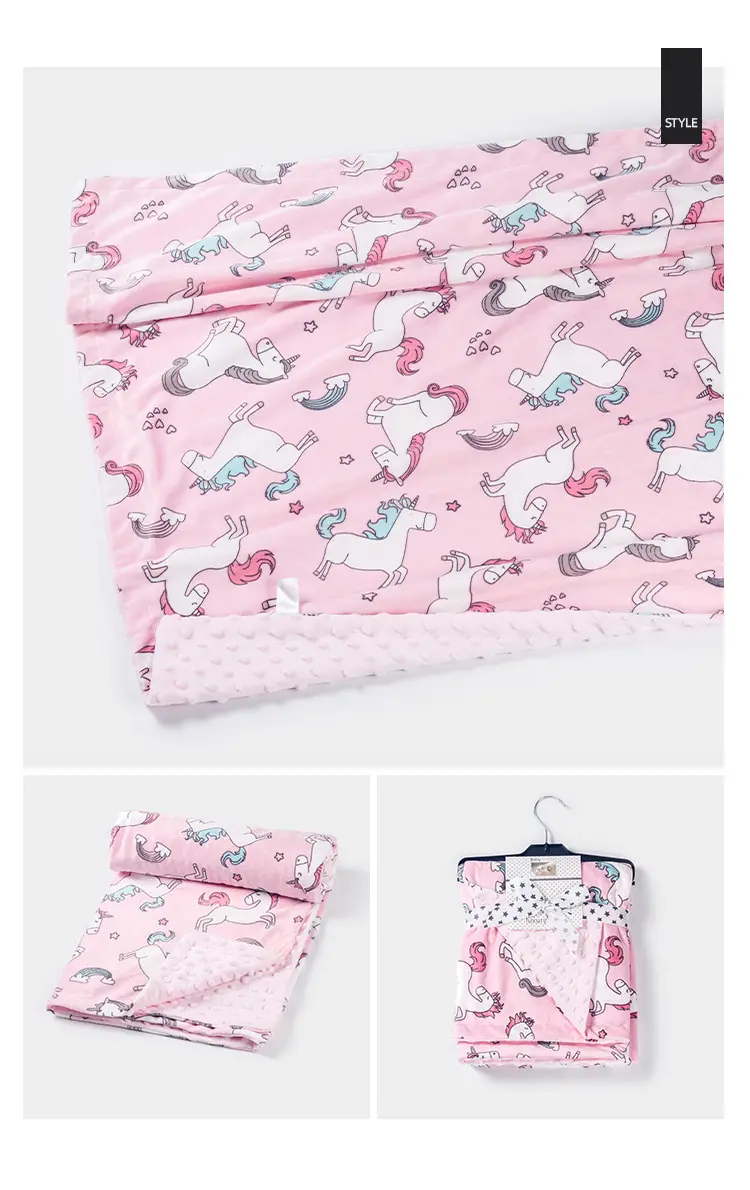 2 Layers Minky Dot Coral Fleece Blankets Toddler Quilt Girl Boy Baby Blanket Infant Swaddle Wrap Bedding Covers