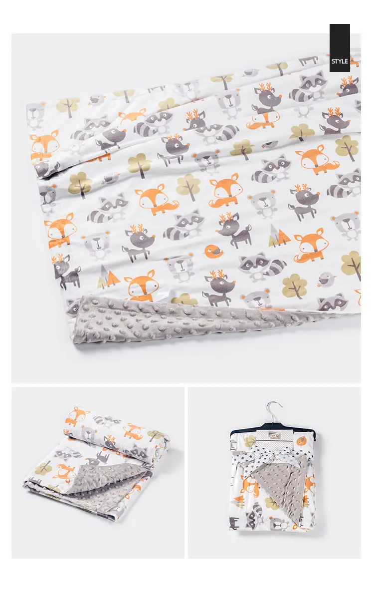 2 Layers Minky Dot Coral Fleece Blankets Toddler Quilt Girl Boy Baby Blanket Infant Swaddle Wrap Bedding Covers