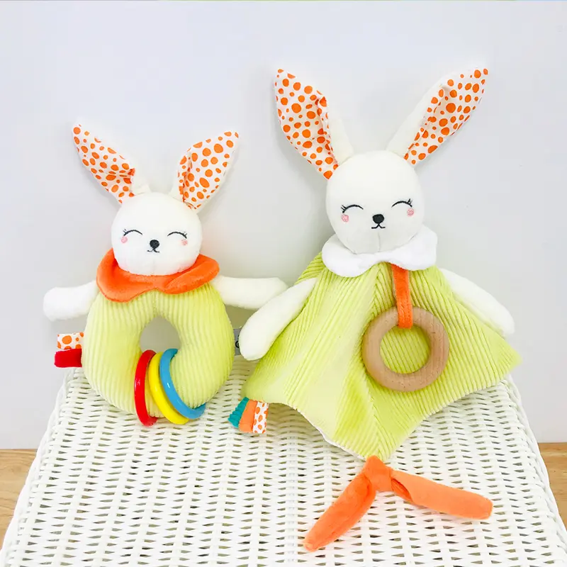 Cute Rabbit Soft Appease Towel for 0-12 Month Baby Soft Bunny Stuffed Animals Baby Comforter Toy Infant Sleeping Toys