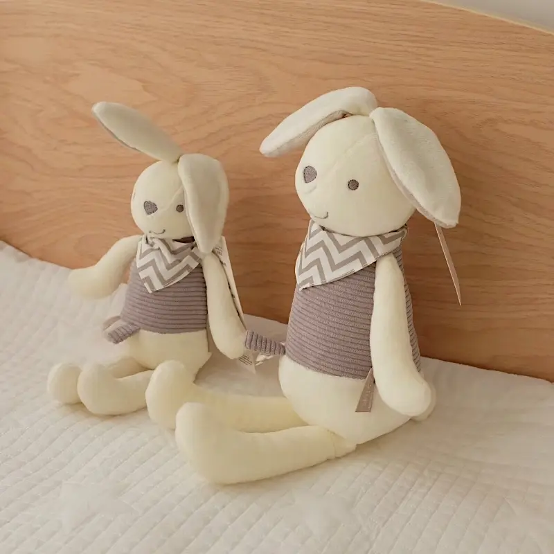 26/36 cm Cute Bunny Doll with Ring Paper Infant Bebe Toy Long Ear Rabbit Stuffed Animal Soft Baby Appease Toys