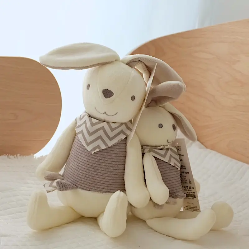 26/36 cm Cute Bunny Doll with Ring Paper Infant Bebe Toy Long Ear Rabbit Stuffed Animal Soft Baby Appease Toys