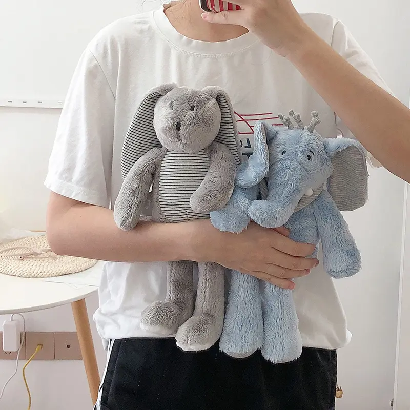 Cute Elephant Rabbit Plush Cuddle  Toys Cartoon Animals Soft Bunny Stuffed Dolls For Children Gift