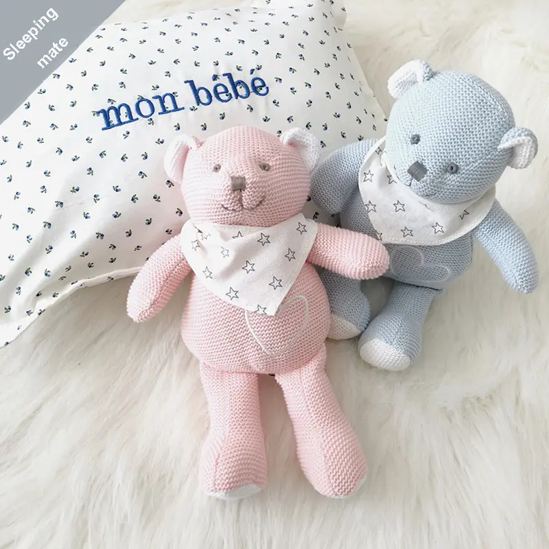 27CM Knit Animal Toy for Boy Girl Appease Doll Soft Knitted Bear Stuffed Animal Sleeping Toys Baby Gifts