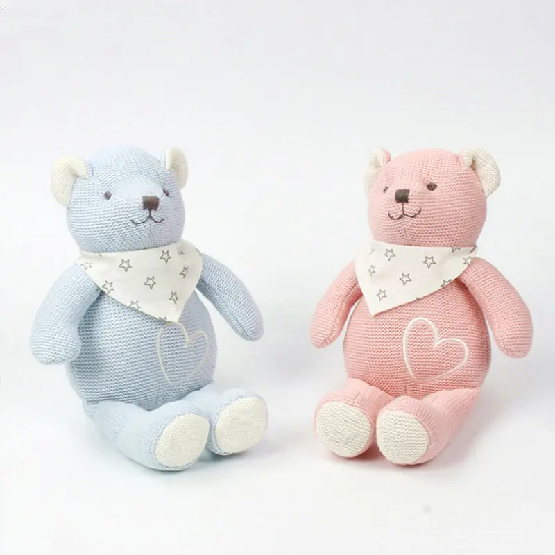 27CM Knit Animal Toy for Boy Girl Appease Doll Soft Knitted Bear Stuffed Animal Sleeping Toys Baby Gifts