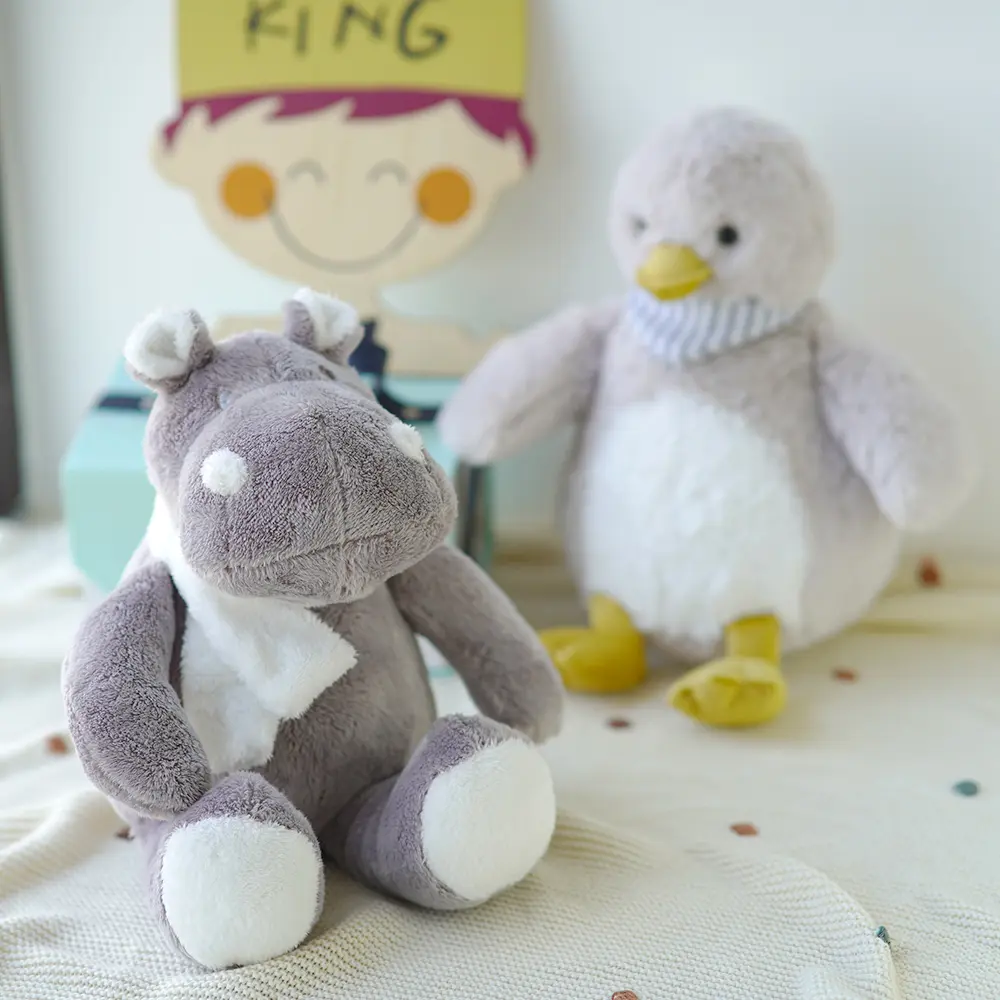 Cute Cartoon Hippos Duck Stuffed Animals Fluffy Plush Dolls Toy Soft Home Sofa Throw Pillow Birthday Celebrations Gifts
