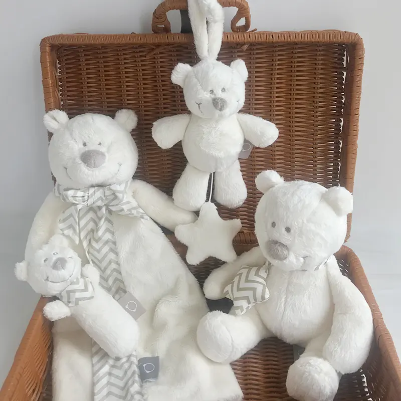 Newborn Baby Gift - Cute Cream Bear Plush Toy Security Blanket Towel Music Toys - Adorable Stuffed Animal Toys