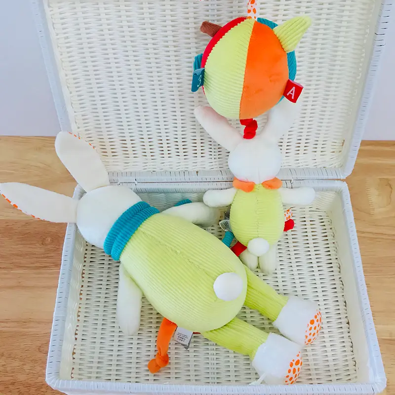 Cute Bunny Stuffed Animals Musical Mobile Toys Learning Education For Infant Stroller Crib Hanging Baby Gift