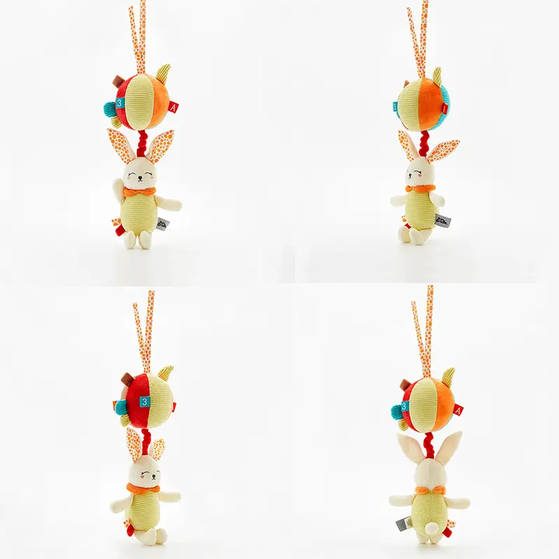 Cute Bunny Stuffed Animals Musical Mobile Toys Learning Education For Infant Stroller Crib Hanging Baby Gift