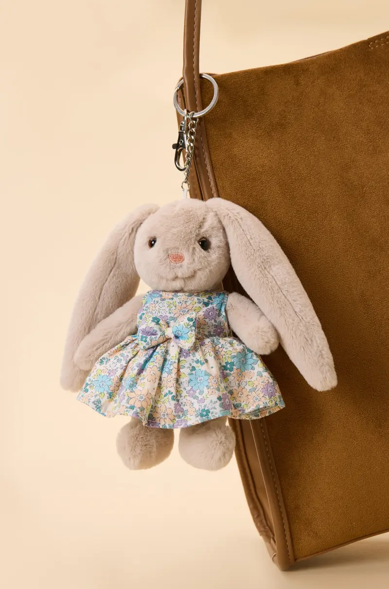 17cm Dress Bunny Plush Toy Keychain Cartoon Rabbit Pendant Soft Stuffed Doll Key chain Backpack Car Bag Key Ring Decor Kid Gift