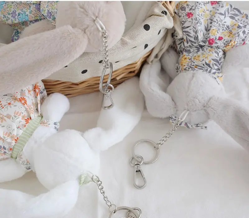17cm Dress Bunny Plush Toy Keychain Cartoon Rabbit Pendant Soft Stuffed Doll Key chain Backpack Car Bag Key Ring Decor Kid Gift