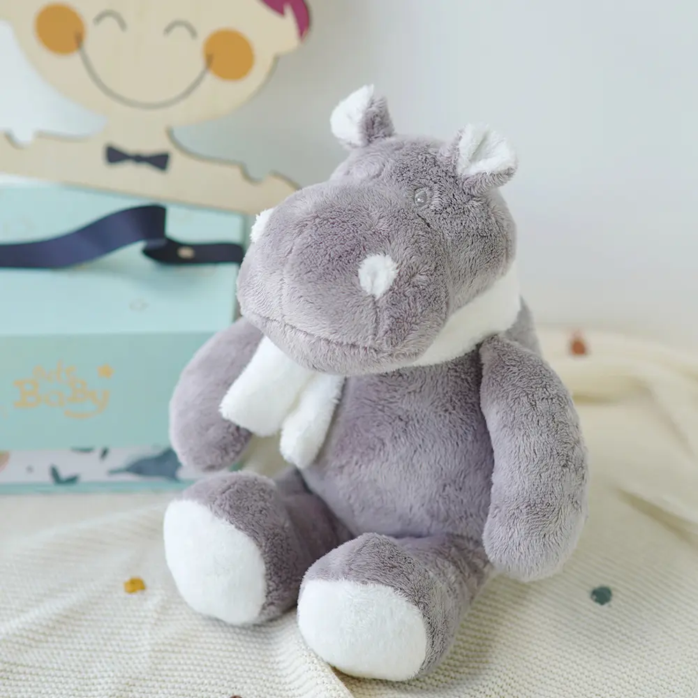 33cm Cute Fluffy Hippos Plush Doll Cartoon Stuffed Animals Soft Baby Accompany Sleeping Pillow Children Birthday Gift