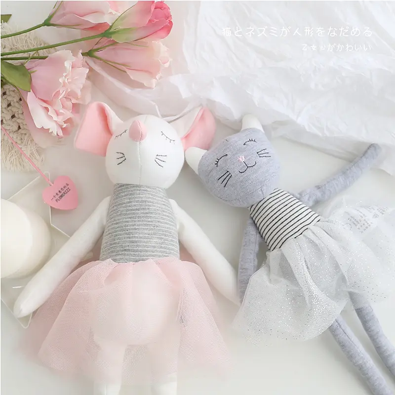 35cm Stuffed Animal Cat Dolls With Skirt Home Decoration Plush Toys for Children Room Decor Girl's Gifts