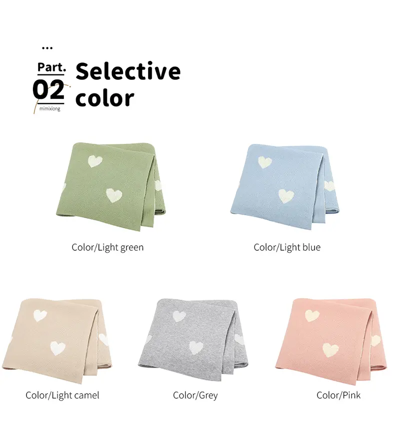 Sweet Hear Knitted Baby Blankets Soft Cotton Newborn Infant Bebes Stroller Swaddle Blanket Sofa Bed Sleeping Covers