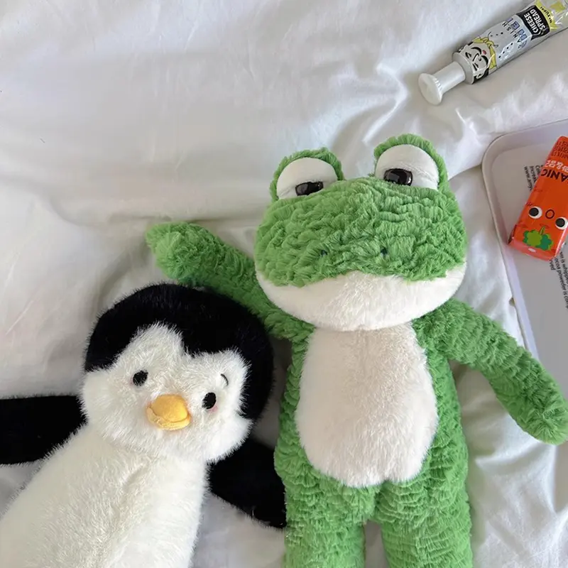 38cm Soft Bear Frog Stuffed Animal Doll Pillow Toy Cute Dog Penguin Comforting Companion Sleeping Doll Birthday Gift