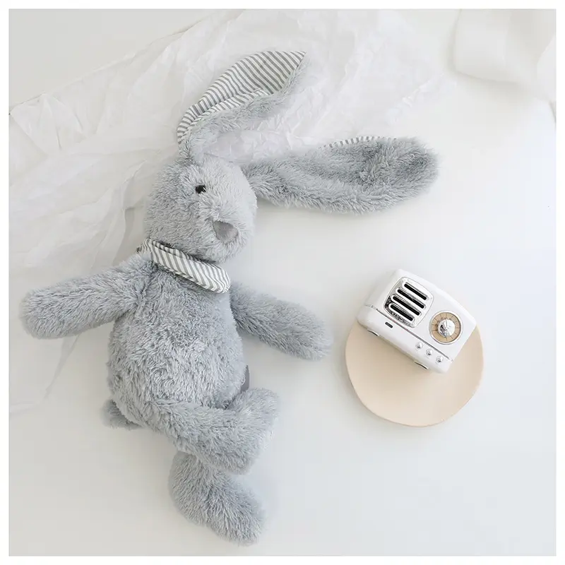 37CM Fluffy Bunny Plush Toys Dolls Long Ear Grey Rabbit Soft Stuffed Animal Kids Children Birthday Christmas Gifts